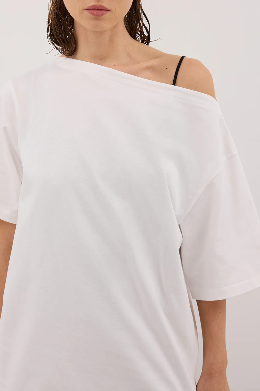 ESME WHITE ASYM BOAT NECK TEE - Gamepaces