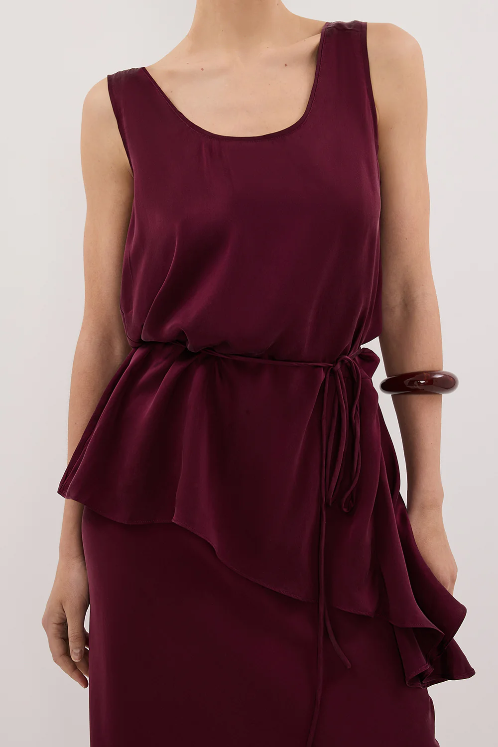LETTIE MERLOT SILK CAMI TOP - Gamepaces