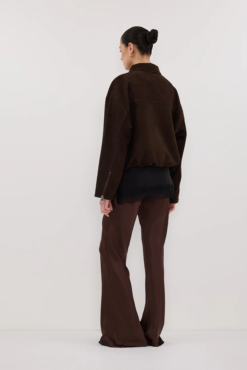 NIKKI BITTER CHOC SATIN BIAS PANT - Gamepaces