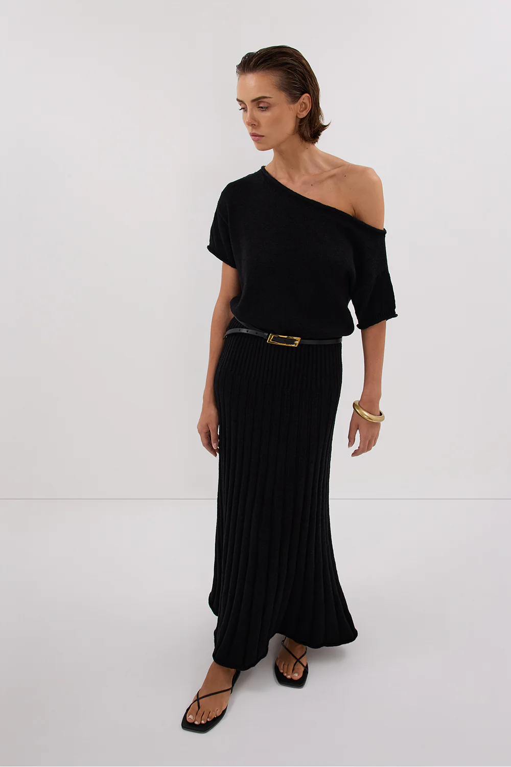 RICK BLACK ASYM KNIT MIDI DRESS - Gamepaces