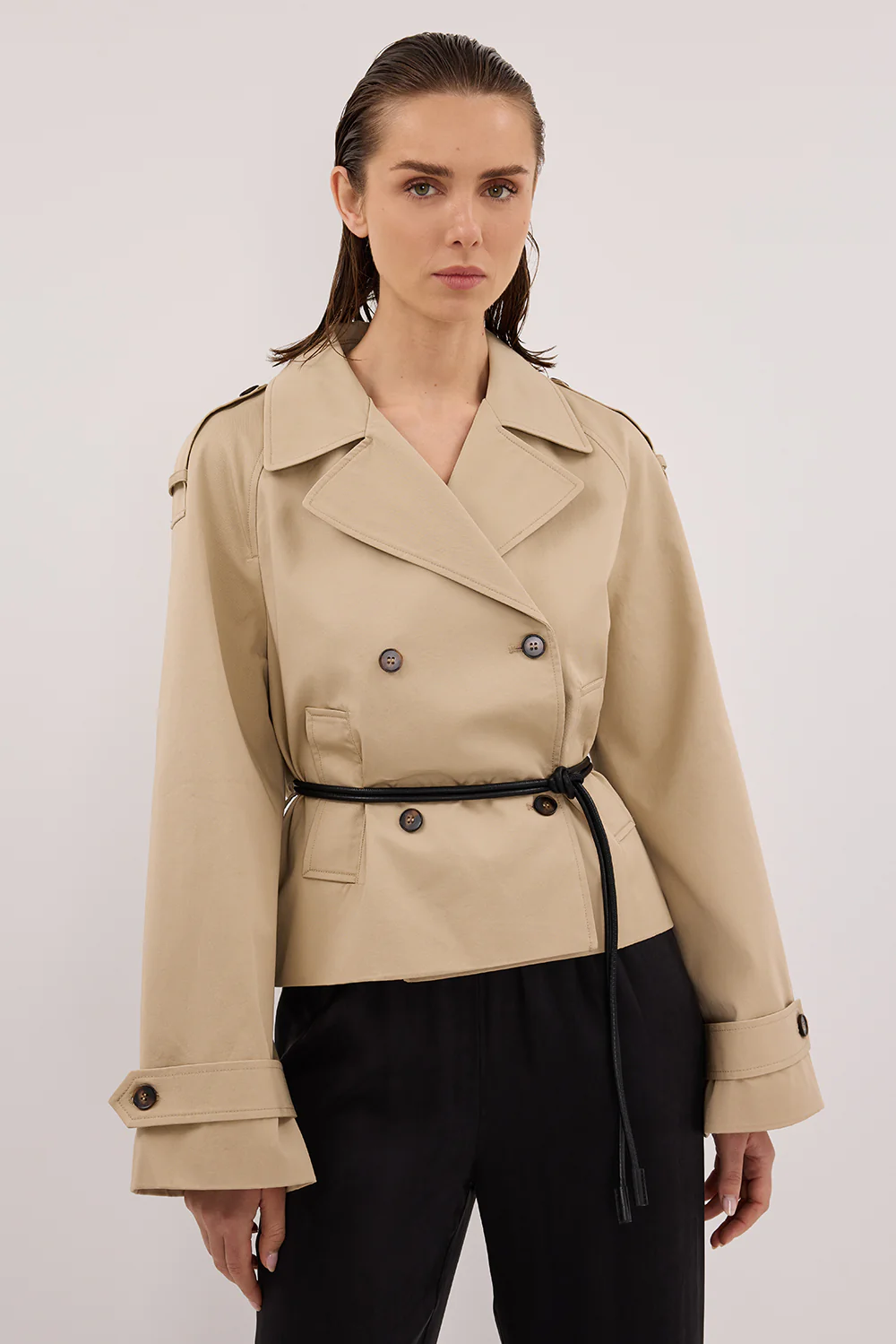 GABRIEL NATURAL CROPPED TRENCH COAT - Gamepaces