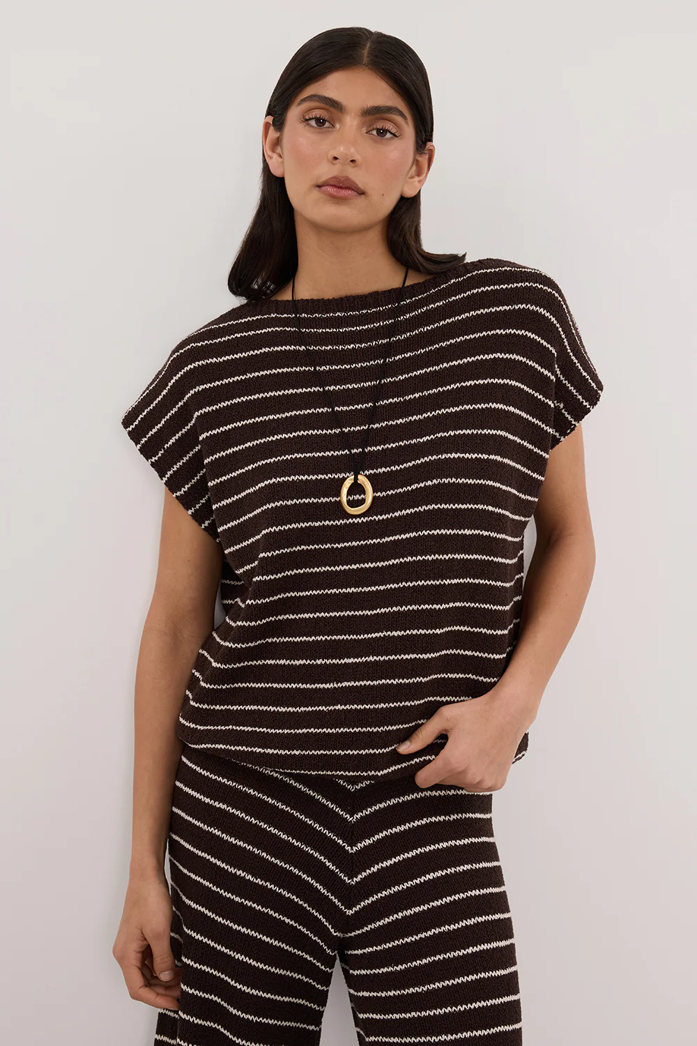 ASPEN CHOC STRIPE KNIT TOP - Gamepaces