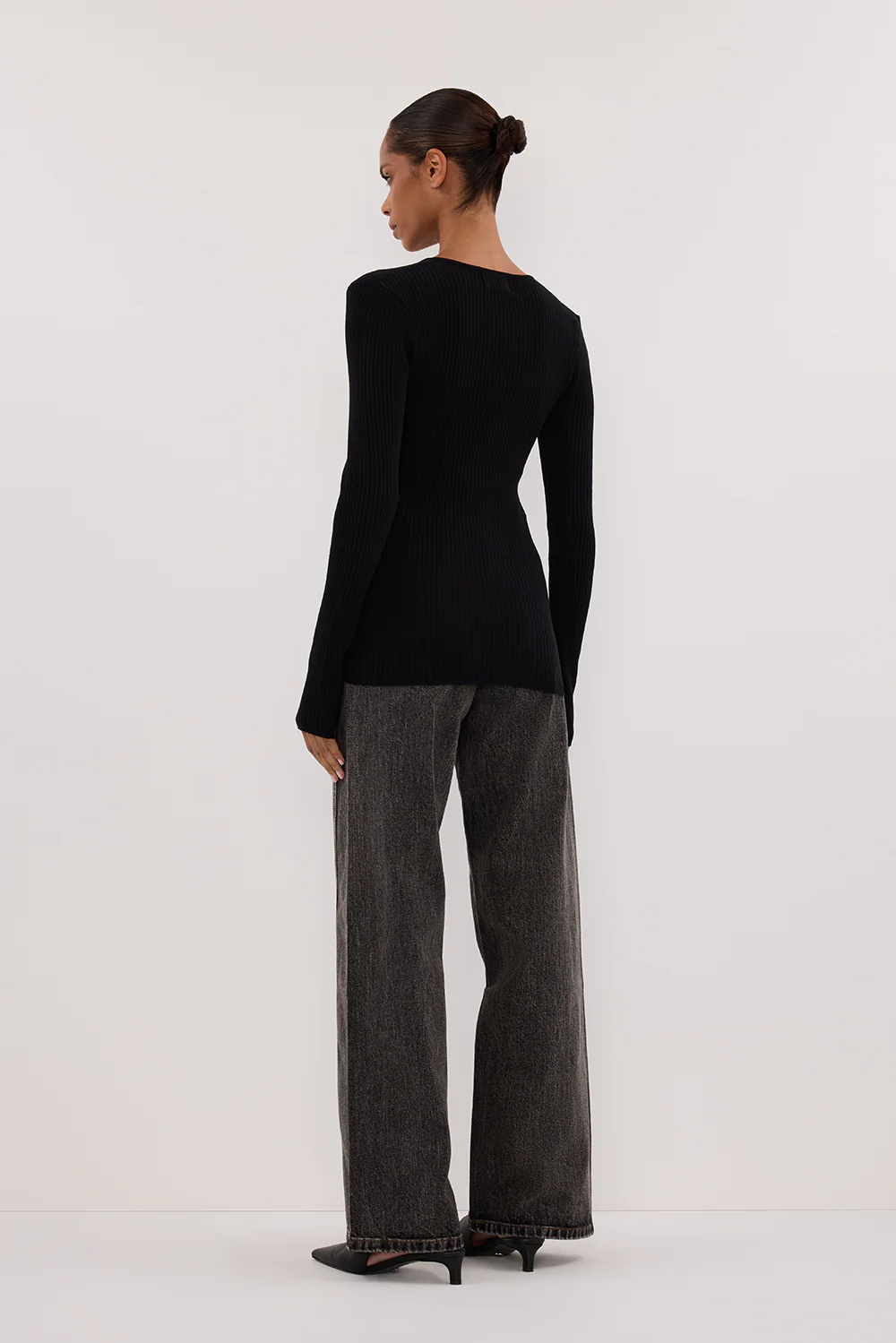 AMBER BLACK LONG SLEEVE KNIT CARDIGAN - Gamepaces