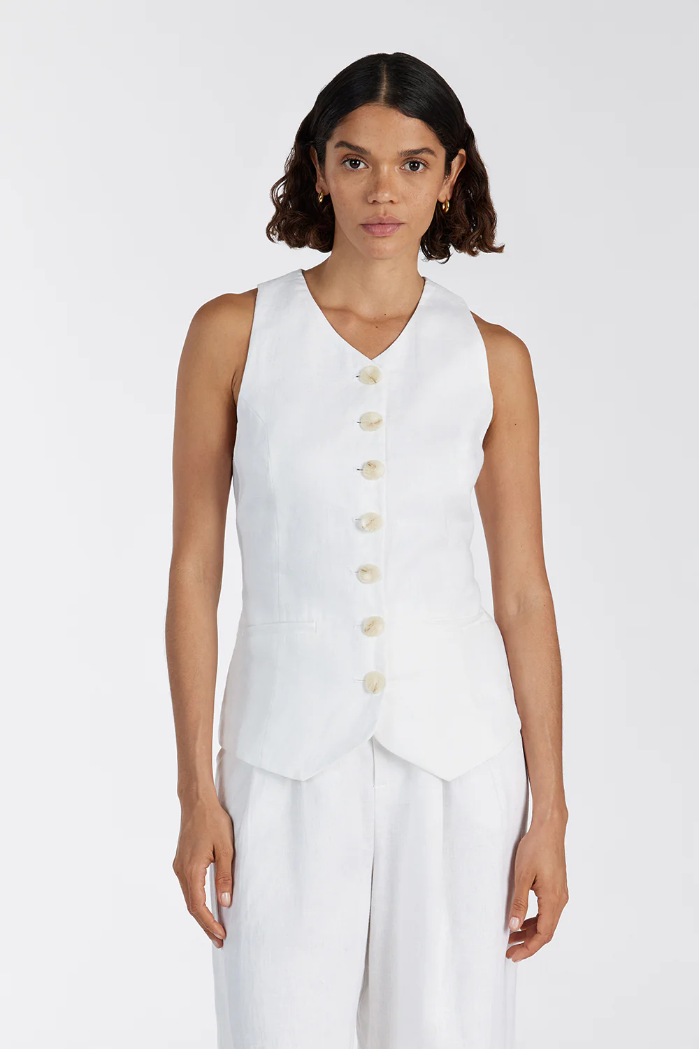 ALONDRA WHITE LINEN VEST - Gamepaces