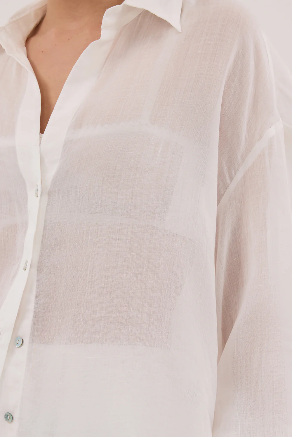 MILLER WHITE RAMIE LONG SLEEVE SHIRT - Gamepaces