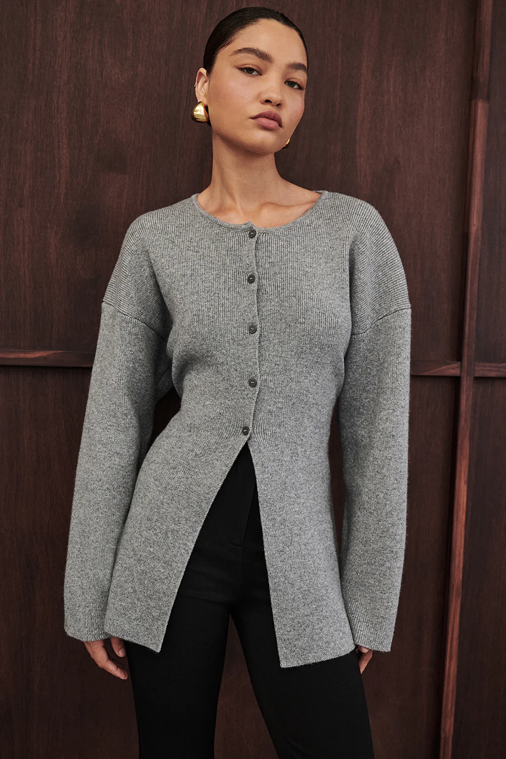 MARTHA GREY MARLE CINCHED CARDIGAN - Gamepaces
