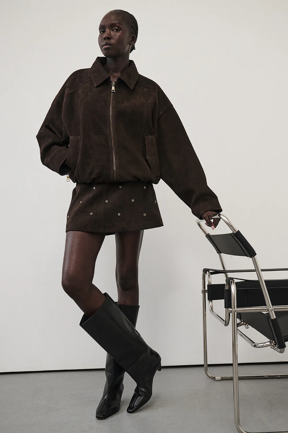 SYLVIE BITTER CHOC SUEDE MINI SKIRT - Gamepaces