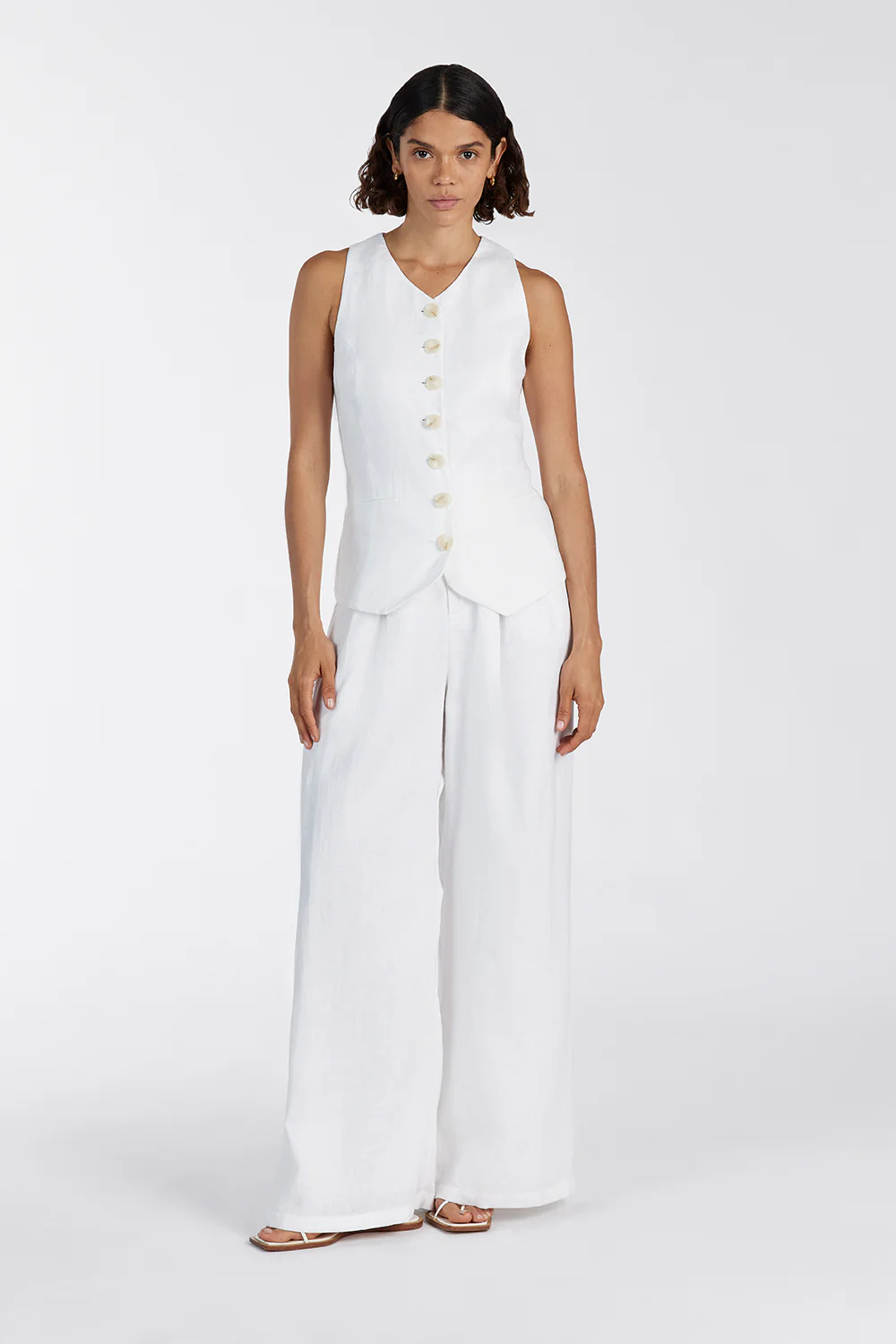 ALONDRA WHITE LINEN VEST - Gamepaces