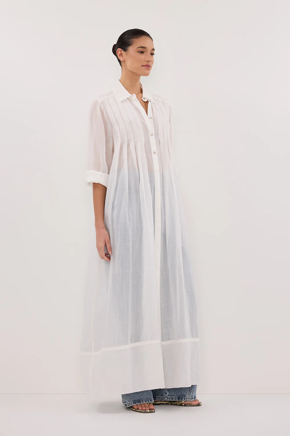 CARMEL WHITE RAMIE SHIRT DRESS - Gamepaces