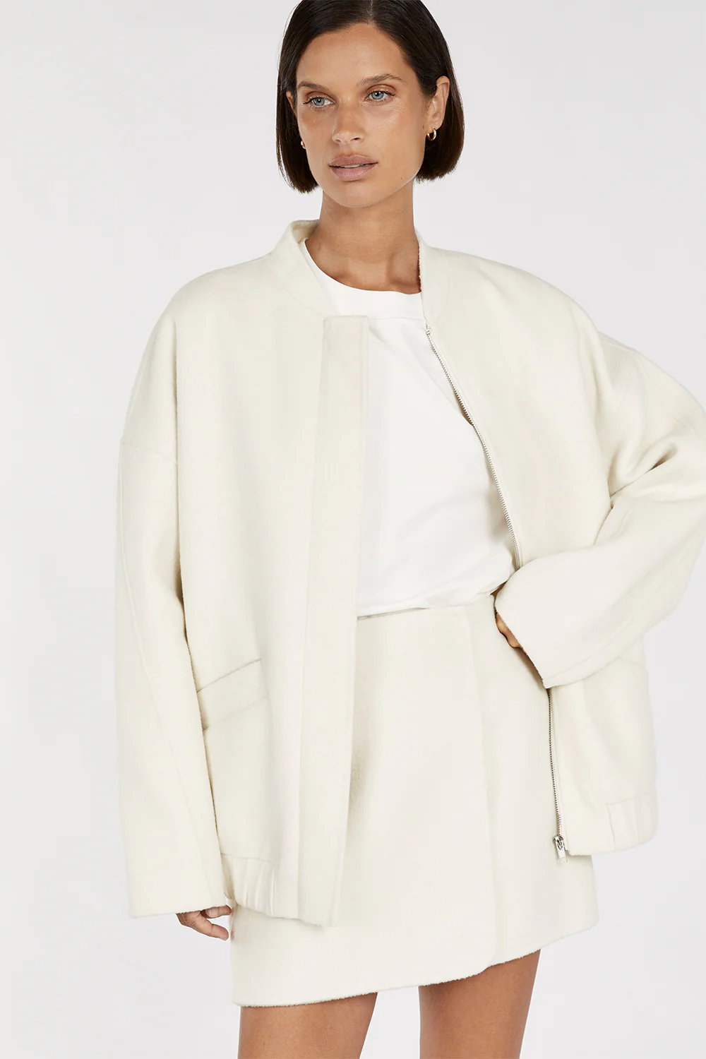 JERI CREAM WOOL BLEND MINI SKIRT - Gamepaces