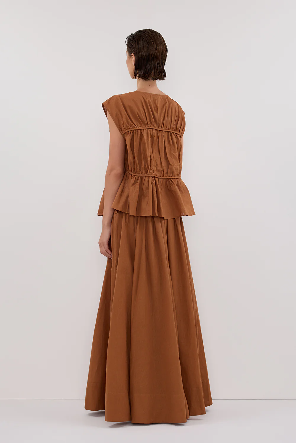 FLYNN RUST LINEN BLEND TIE MAXI SKIRT - Gamepaces