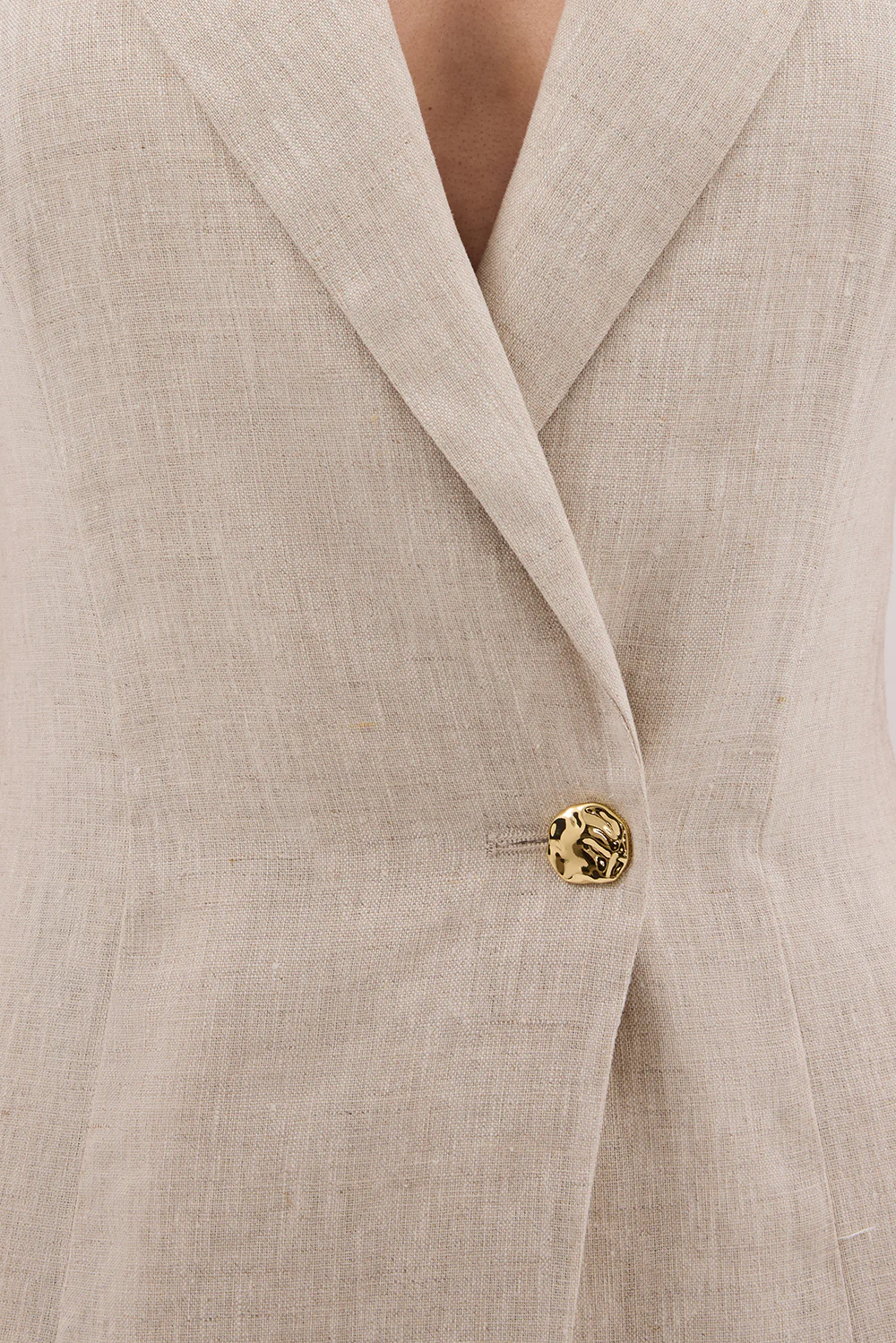 CORA NATURAL MIDI LINEN DRESS - Gamepaces