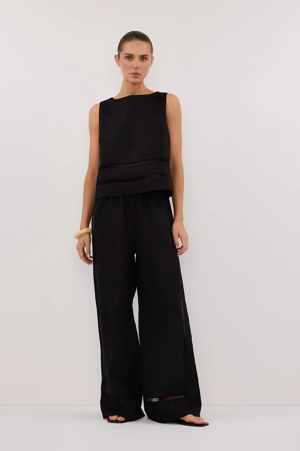 LINDSAY BLACK LINEN PANT - Gamepaces