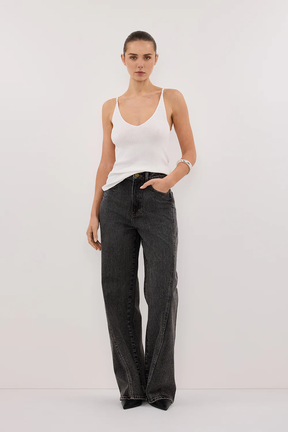 JOY OFF WHITE TWIST KNIT TANK - Gamepaces