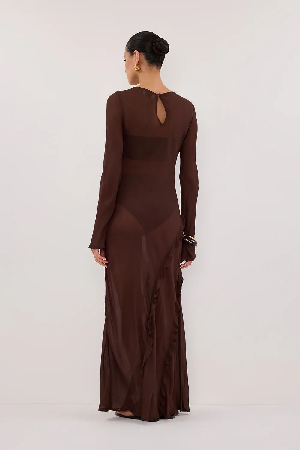 MARISSA CHOC LONG SLEEVE MAXI DRESS - Gamepaces