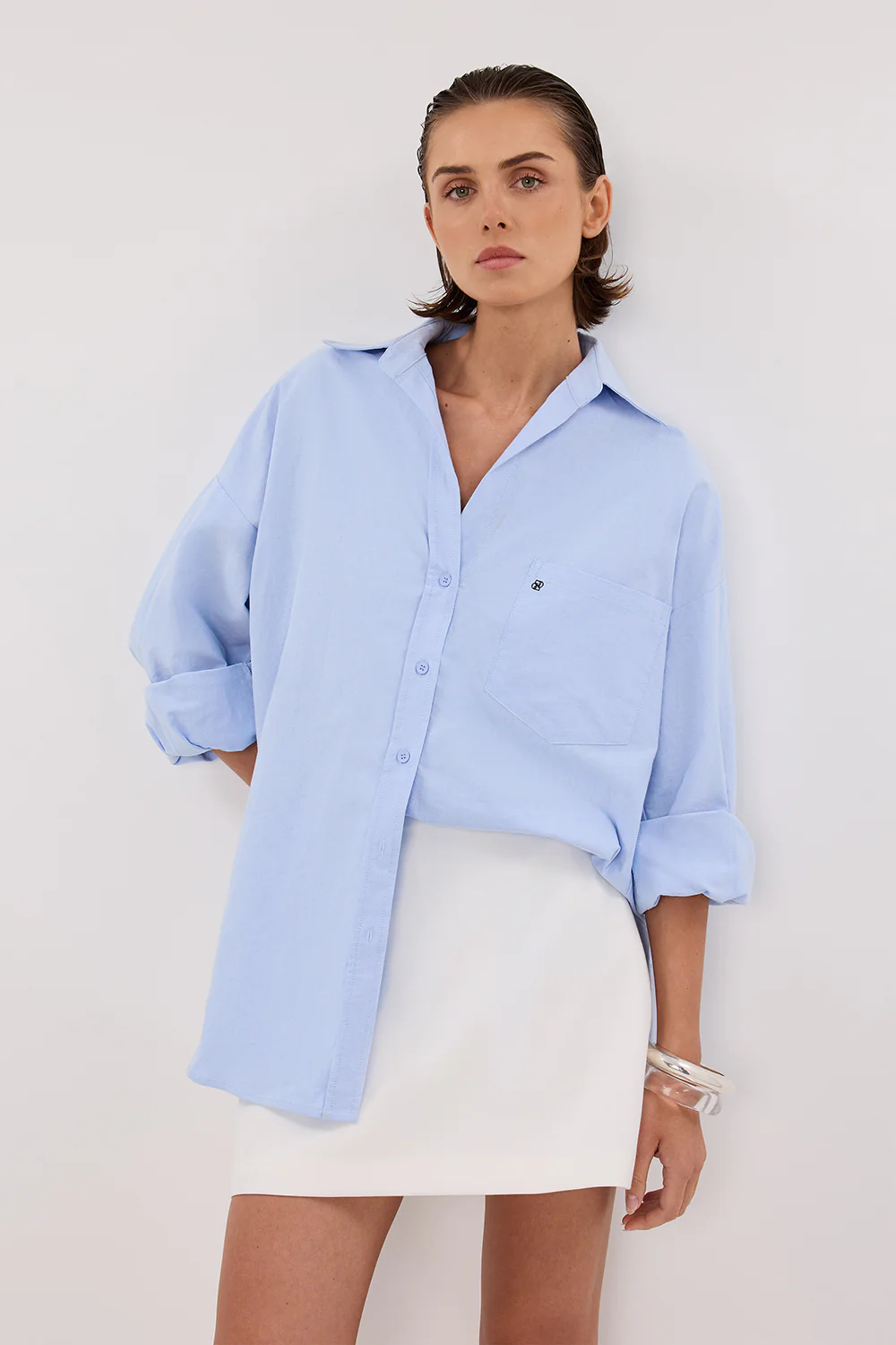 RHEA BLUE OVERSIZED COTTON SHIRT - Gamepaces