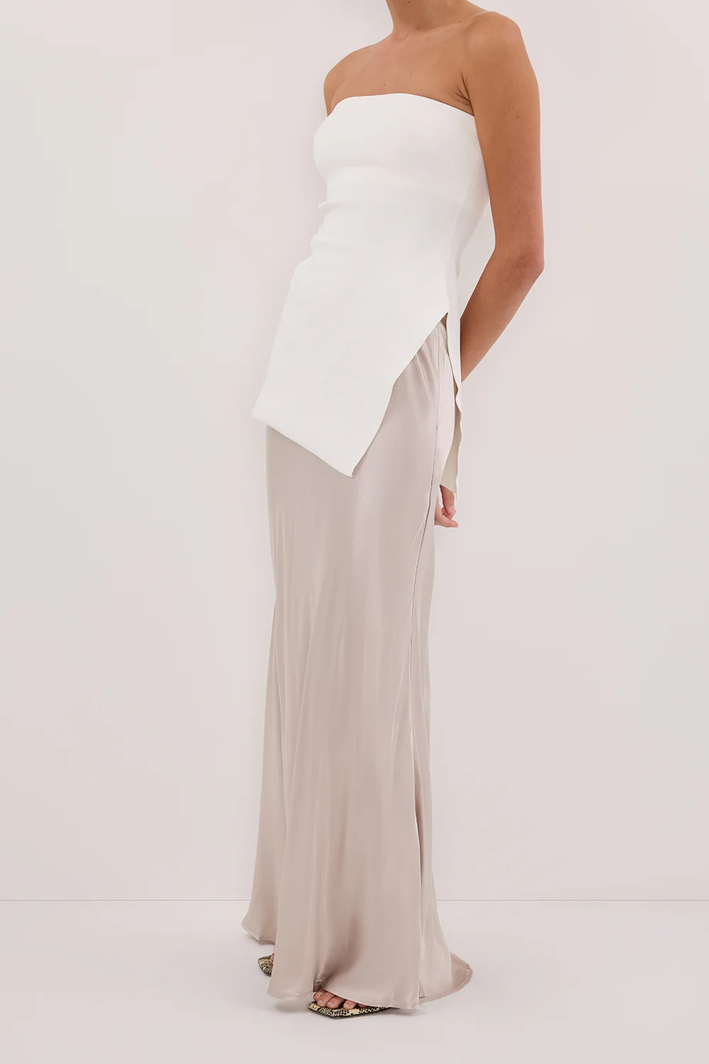 CHARLI CHALK SATIN MAXI SKIRT - Gamepaces