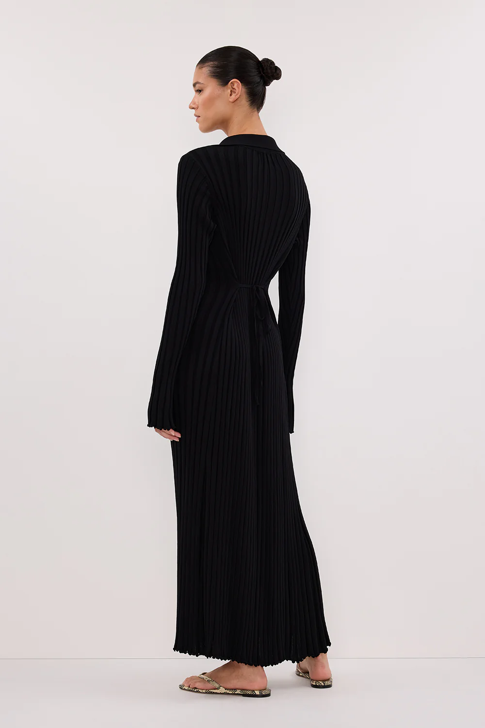 HAL BLACK LONG SLEEVE KNIT MIDI DRESS - Gamepaces