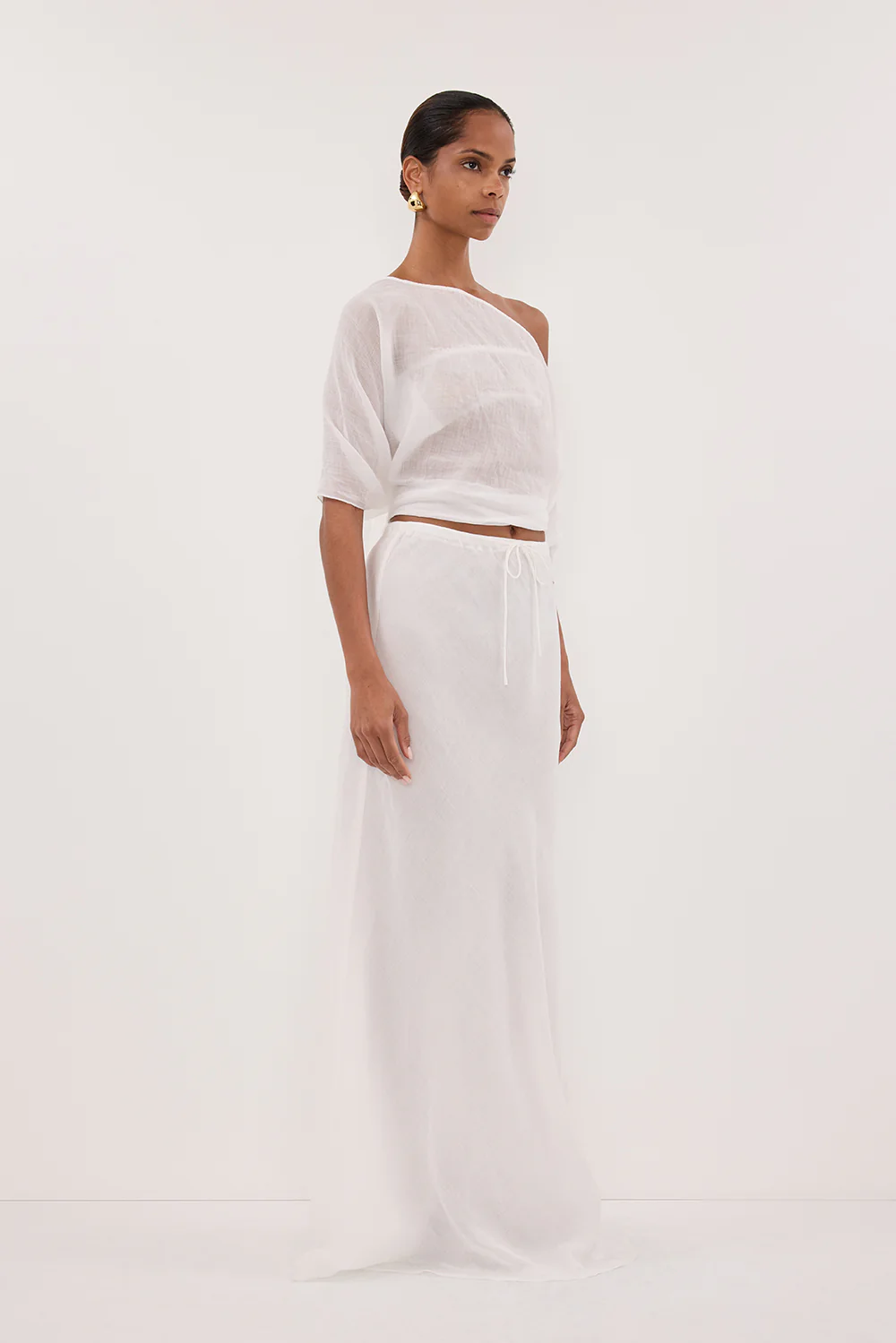 MAISON WHITE RAMIE BAIS MIDI SKIRT - Gamepaces