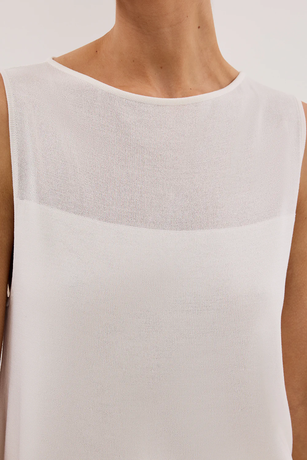 MIRA WHITE DOUBLE LAYER KNIT TOP - Gamepaces