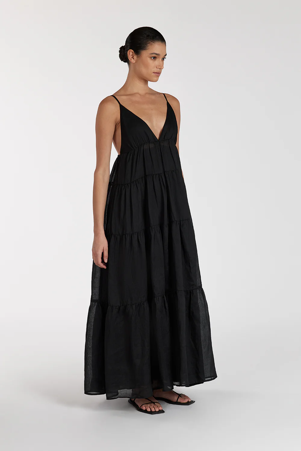 LIZA BLACK RAMIE MIDI DRESS - Gamepaces