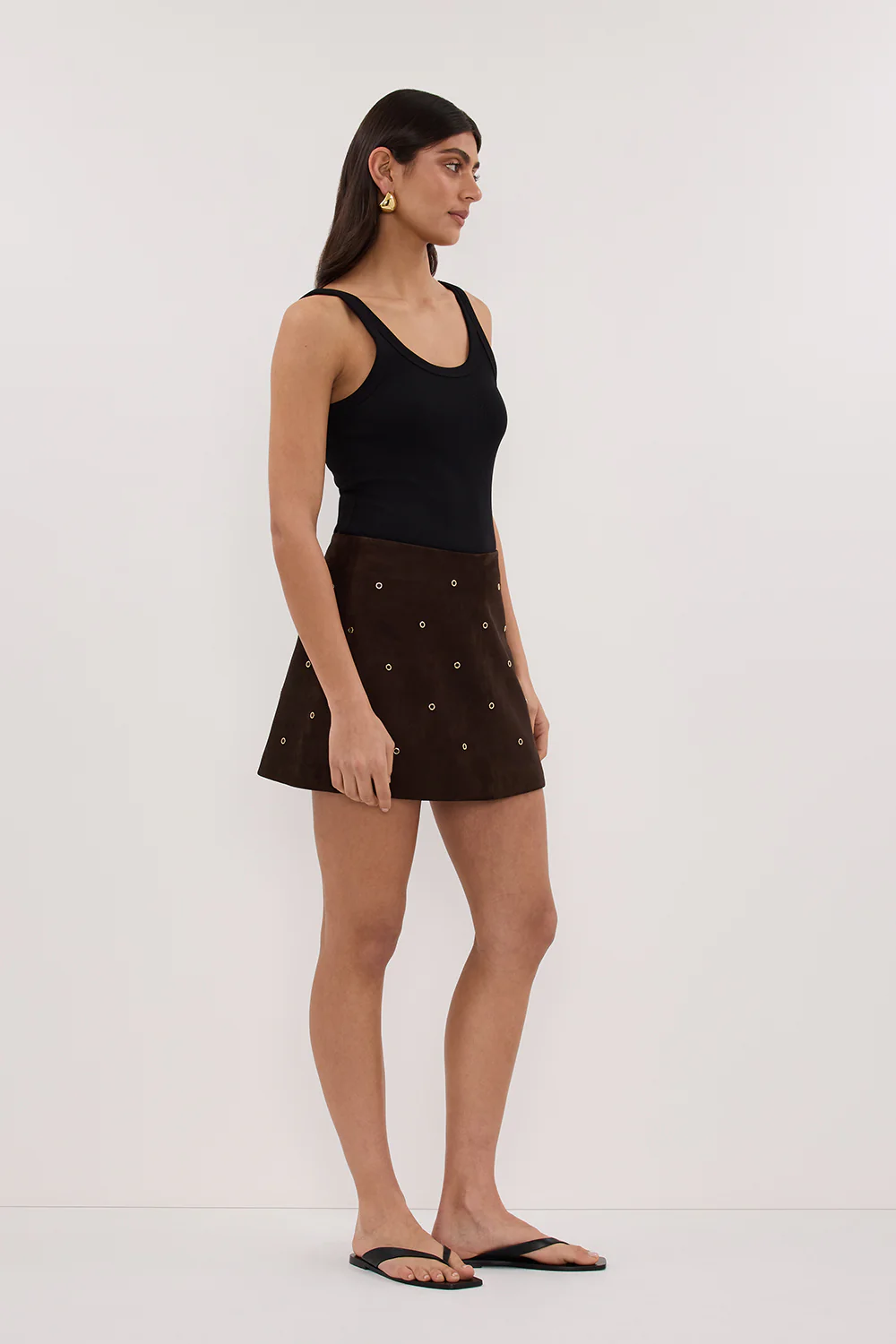 SYLVIE BITTER CHOC SUEDE MINI SKIRT - Gamepaces