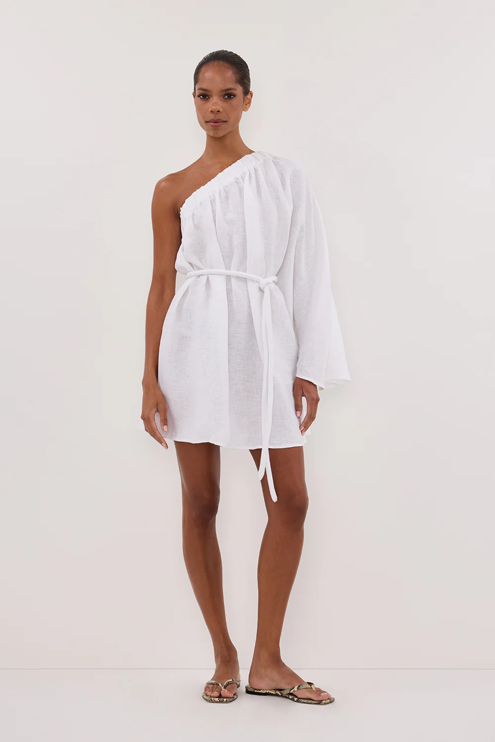 AURELIA WHITE ASYM LINEN MINI DRESS - Gamepaces