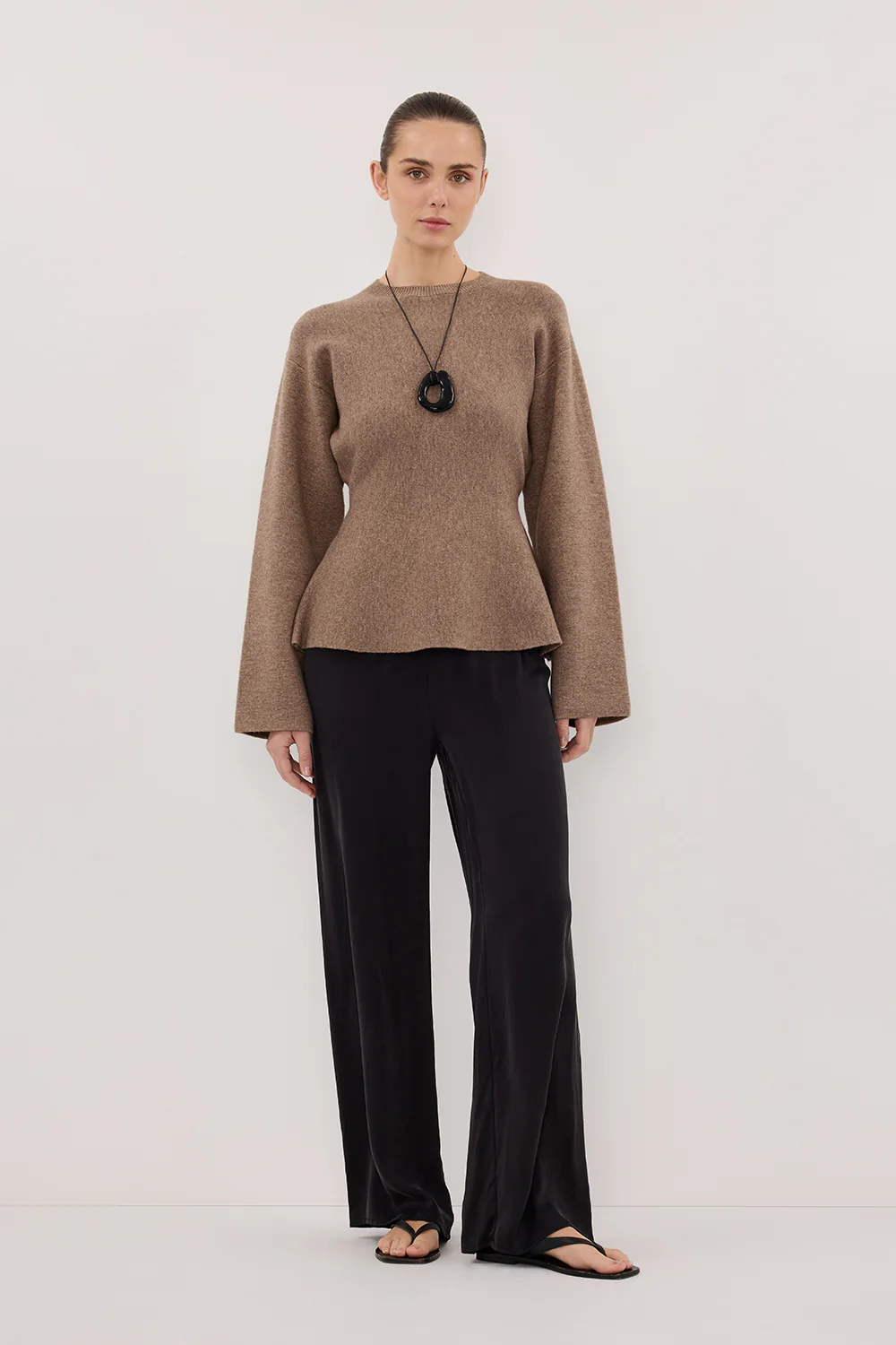 LANIE CHOC LONG SLEEVE KNIT TOP - Gamepaces