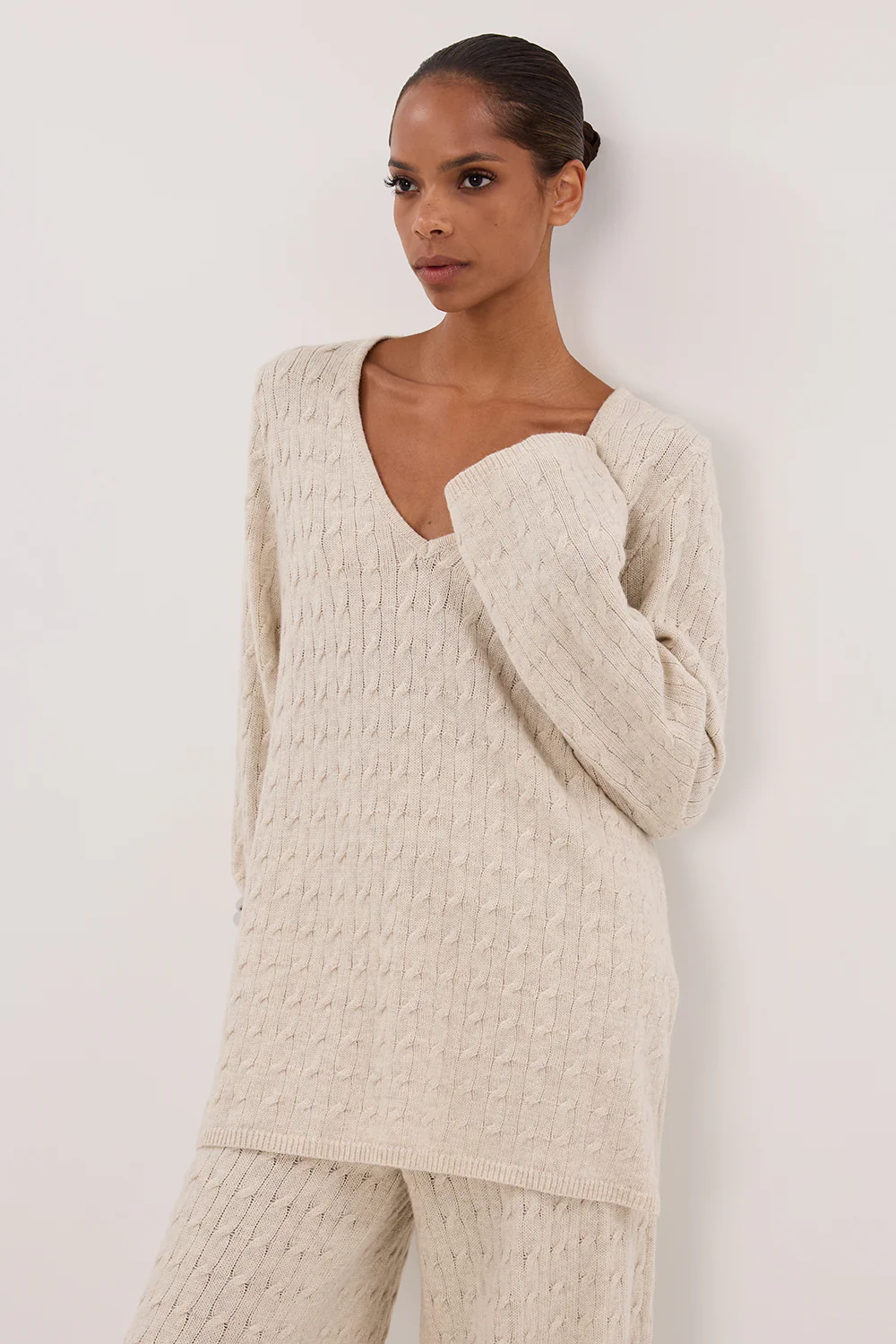MAREN CHALK CABLE KNIT JUMPER - Gamepaces