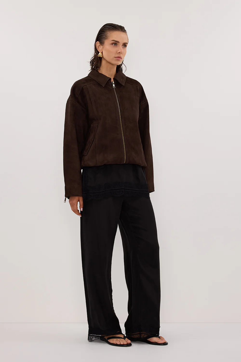 DENVER BITTER CHOC SUEDE LEATHER BOMBER JACKET - Gamepaces