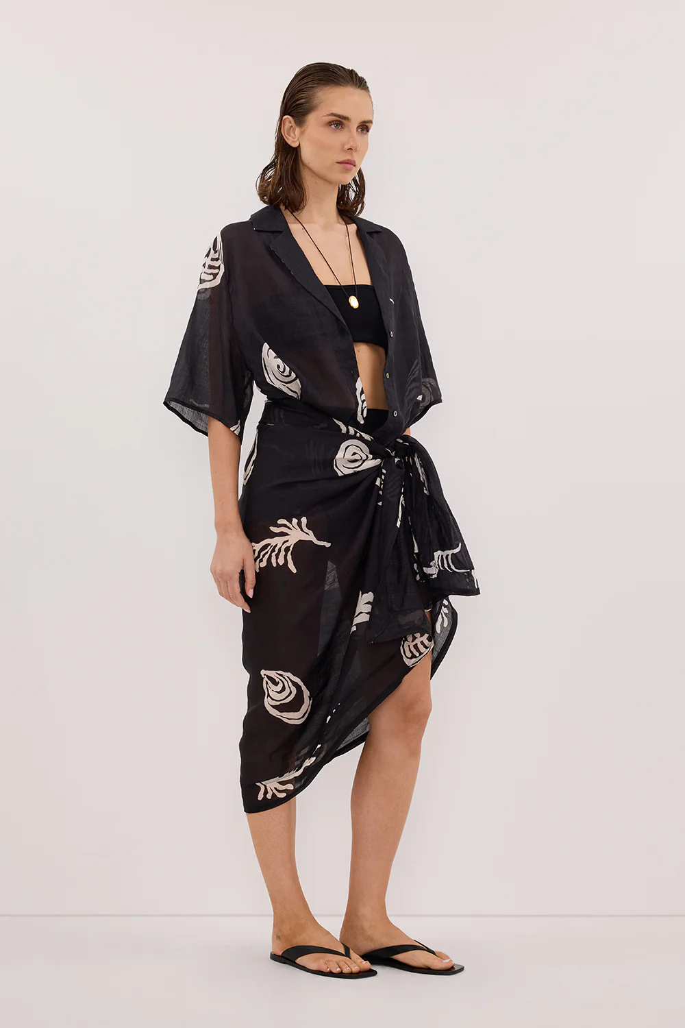 POSITANO BLACK RAMIE SARONG - Gamepaces