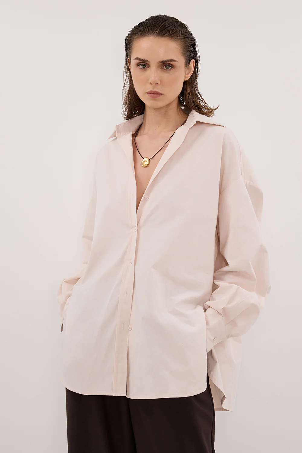 RAQUEL POWDER LONG SLEEVE COTTON POPLIN SHIRT - Gamepaces