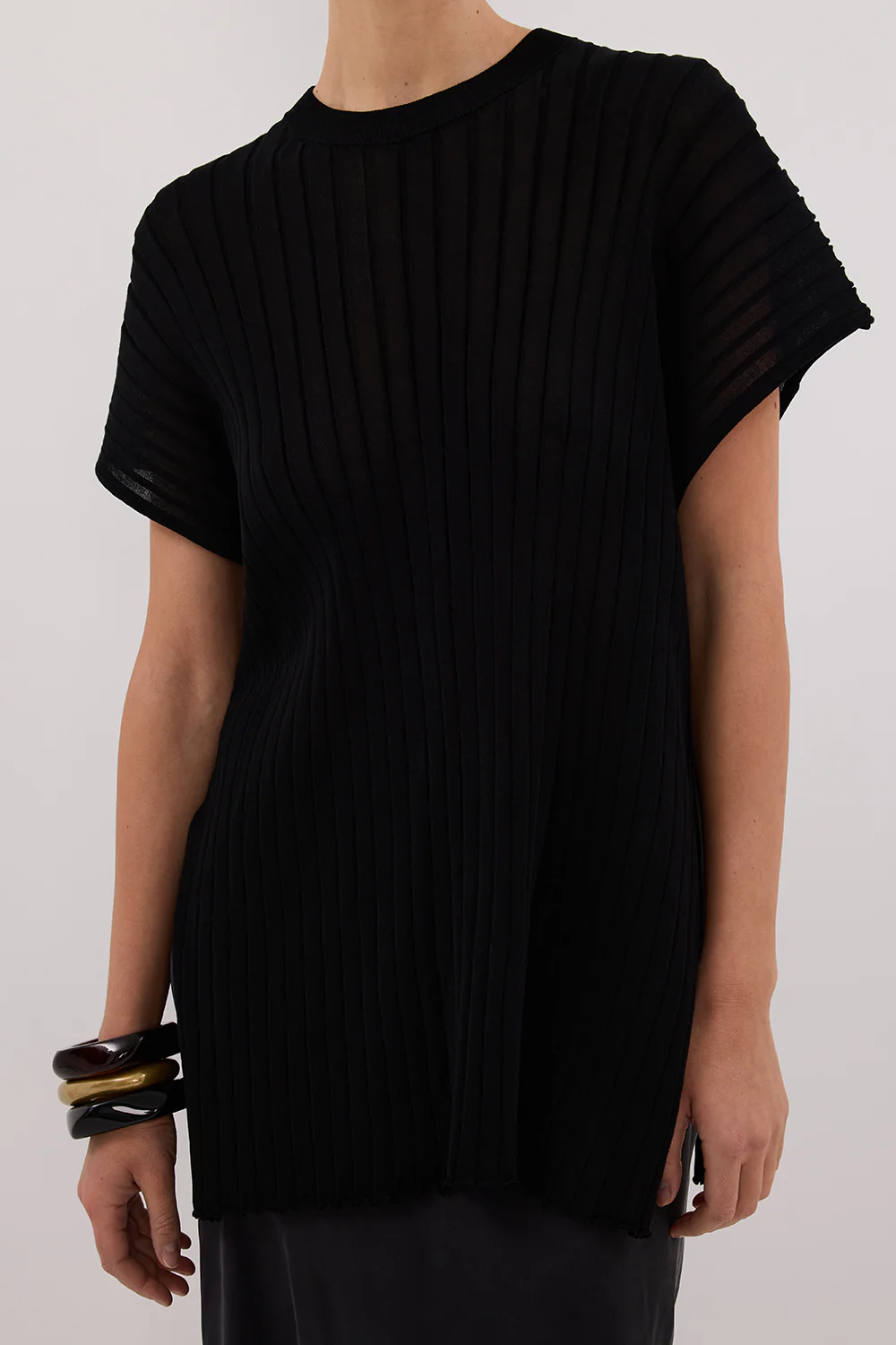 JADE BLACK SLEEVELESS KNIT TOP - Gamepaces