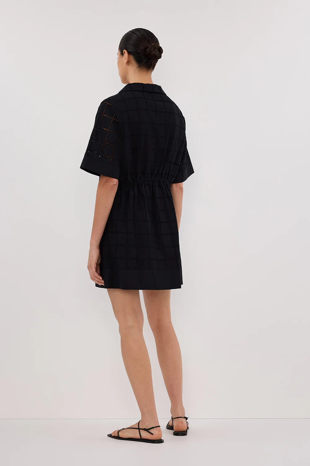 OWEN BLACK SLEEVED BRODERIE MINI DRESS - Gamepaces