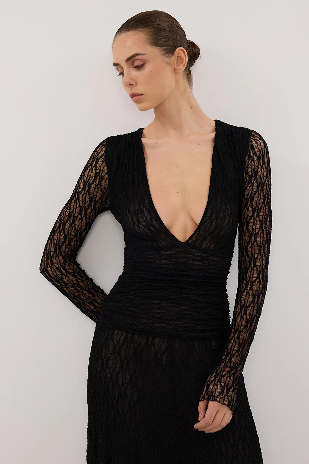 LIZZIE BLACK LACE LONG SLEEVE MAXI DRESS - Gamepaces