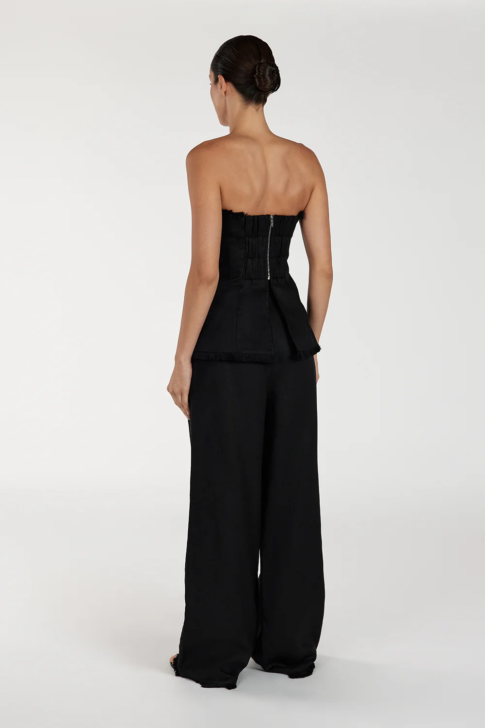 ZAHARA BLACK LINEN FRINGED PANT - Gamepaces