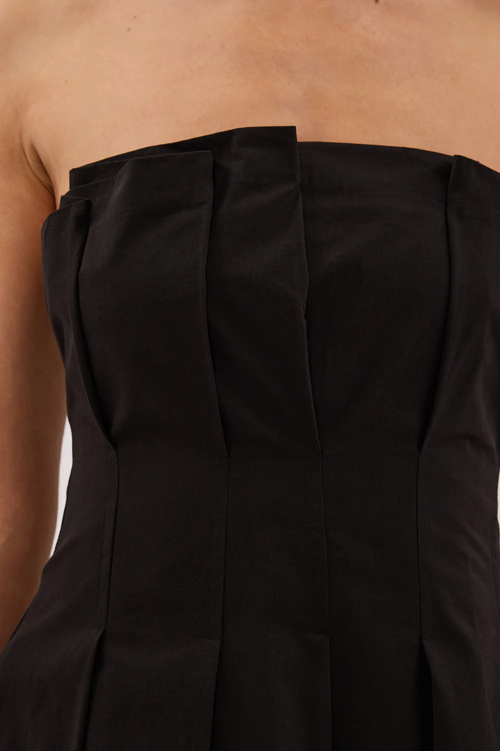 LILLY BLACK COTTON STRAPLESS MIDI DRESS - Gamepaces