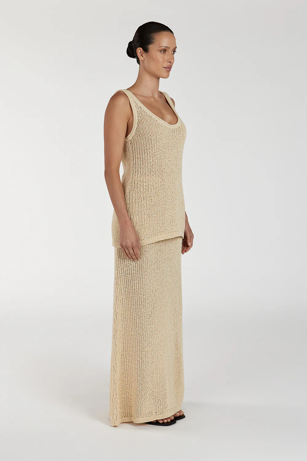 MARGOT WHEAT SCOOP CROCHET TANK - Gamepaces