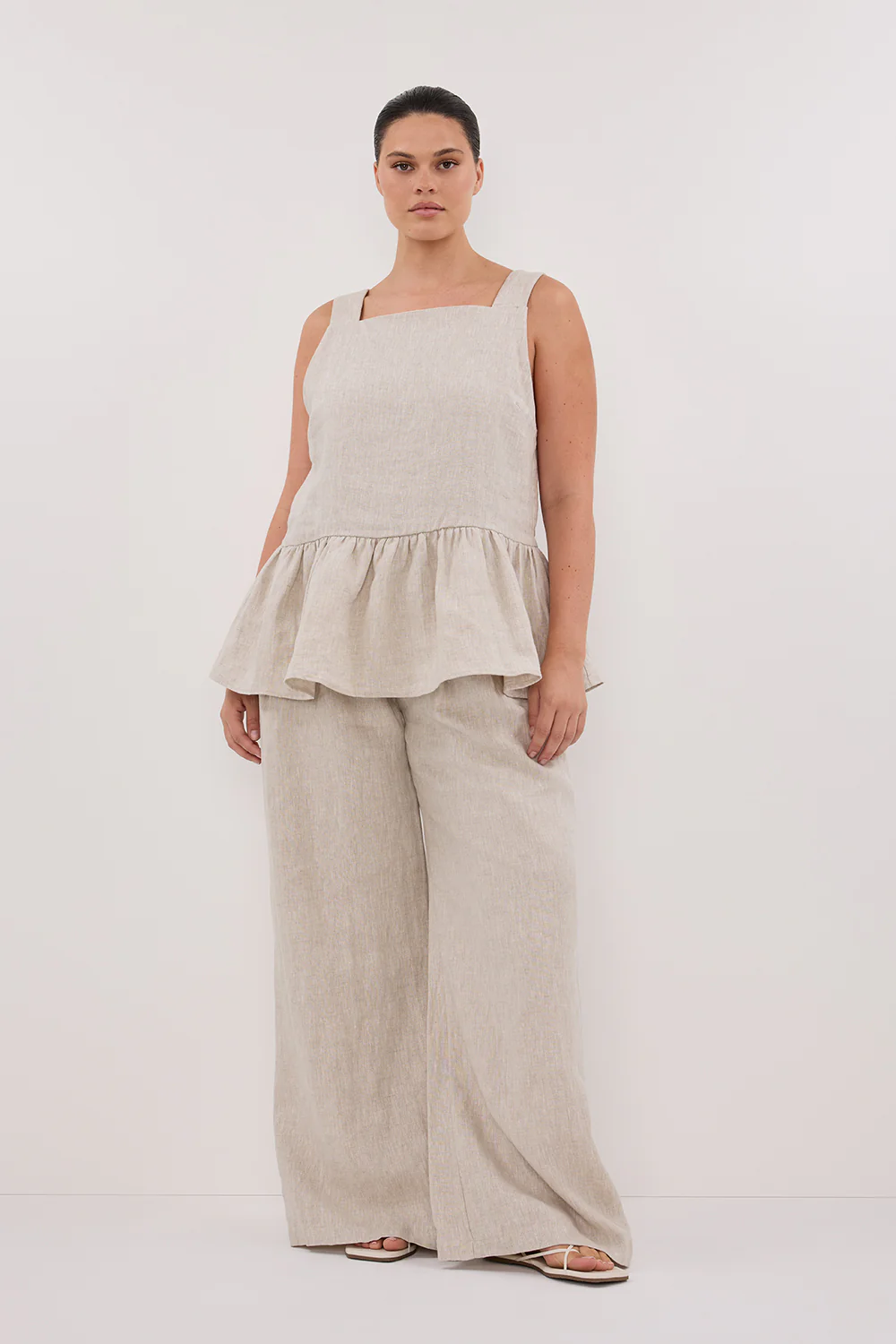 DAISY NATURAL LINEN PEPLUM TOP - Gamepaces