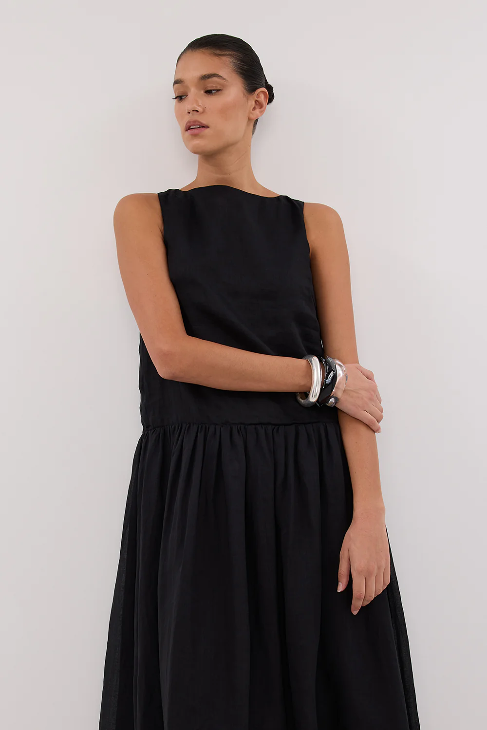 JACQUES BLACK RAMIE MIDI DRESS - Gamepaces