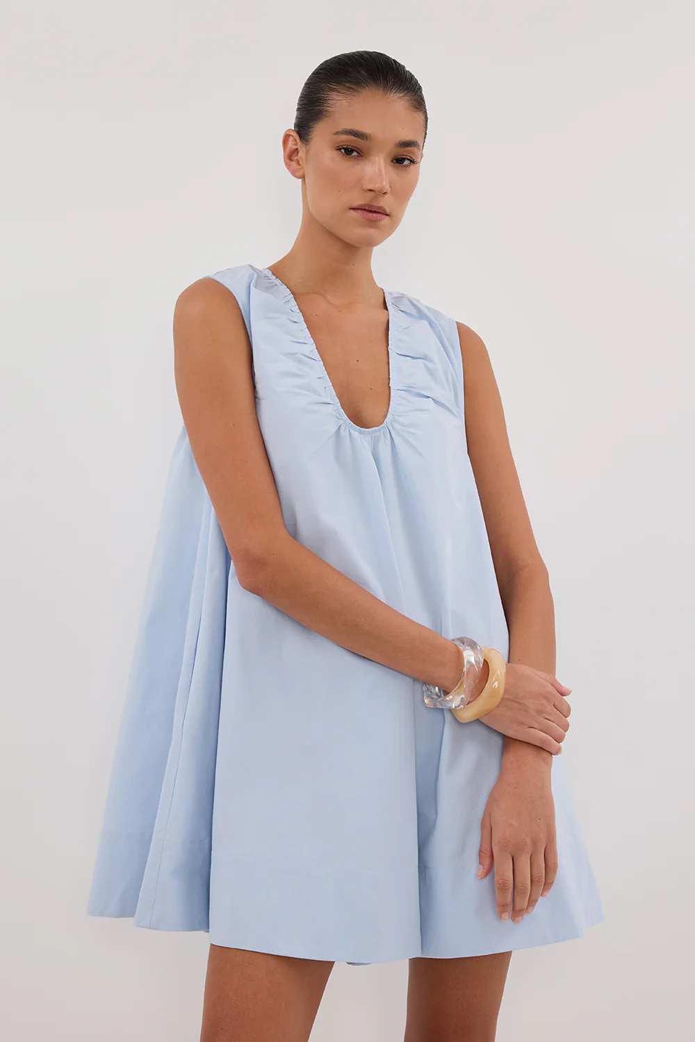 GABBY CORNFLOWER OVERSIZED COTTON MINI DRESS - Gamepaces