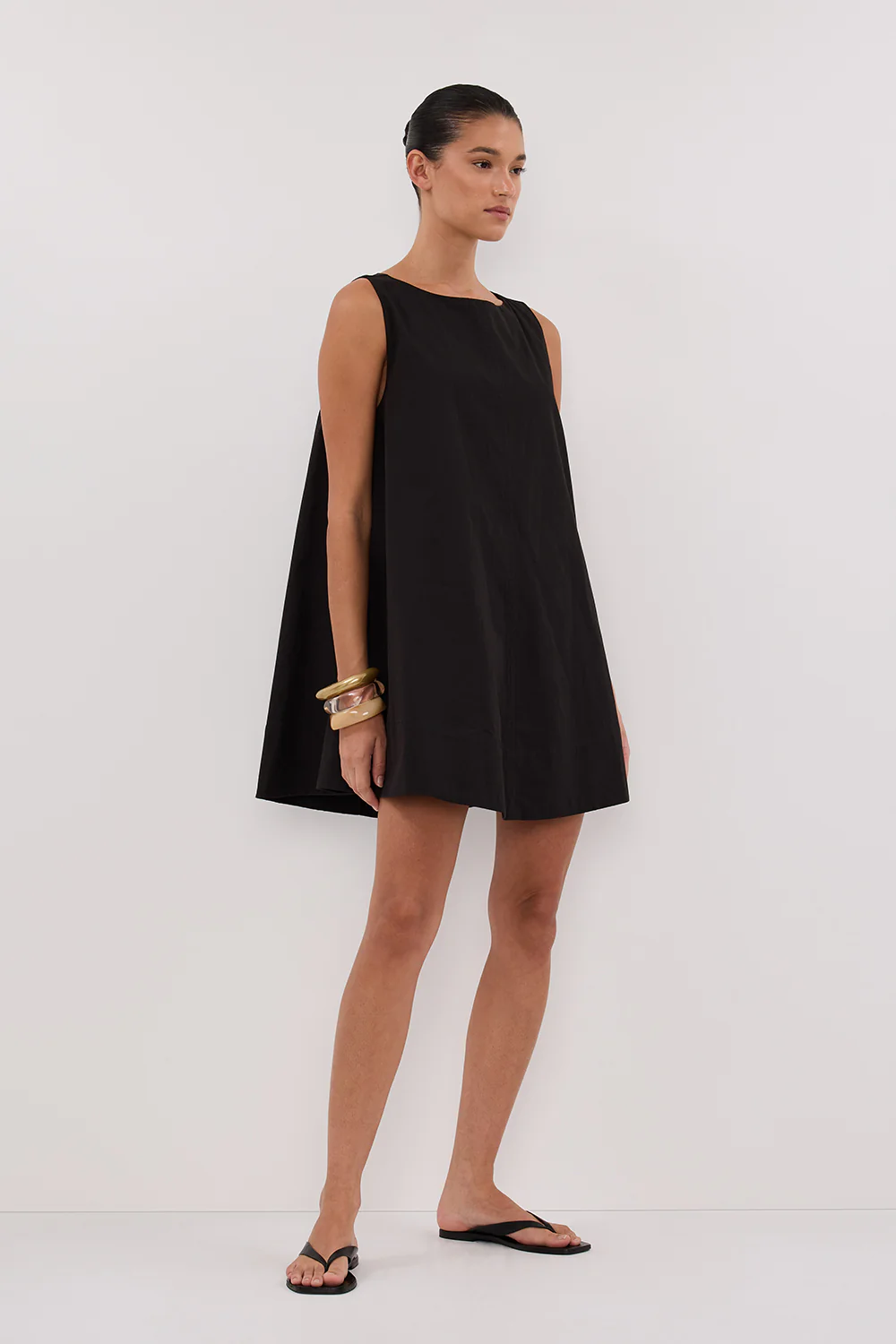 MAISIE BLACK POPLIN MINI DRESS - Gamepaces