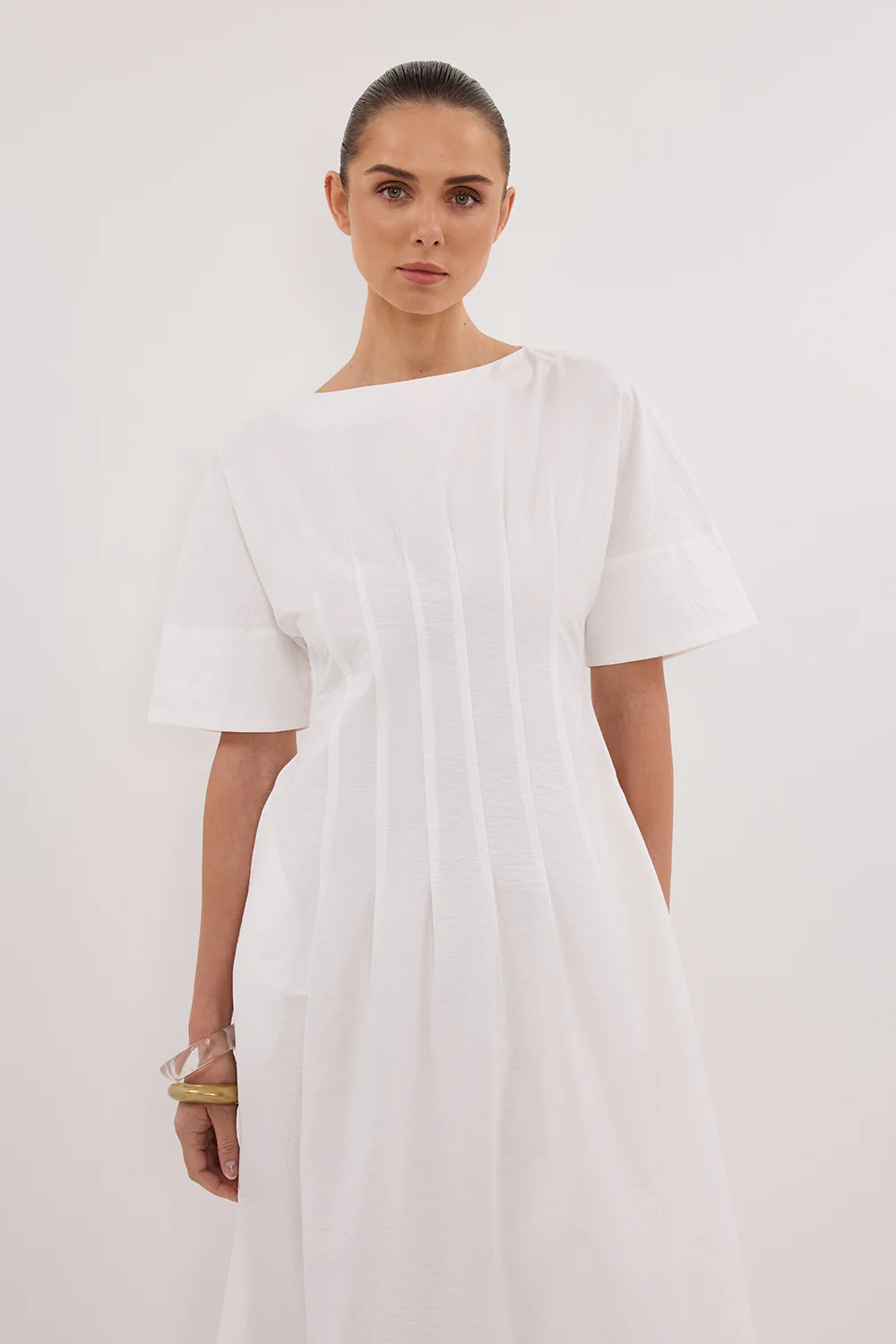 DAPHNE WHITE SLEEVED MIDI DRESS - Gamepaces