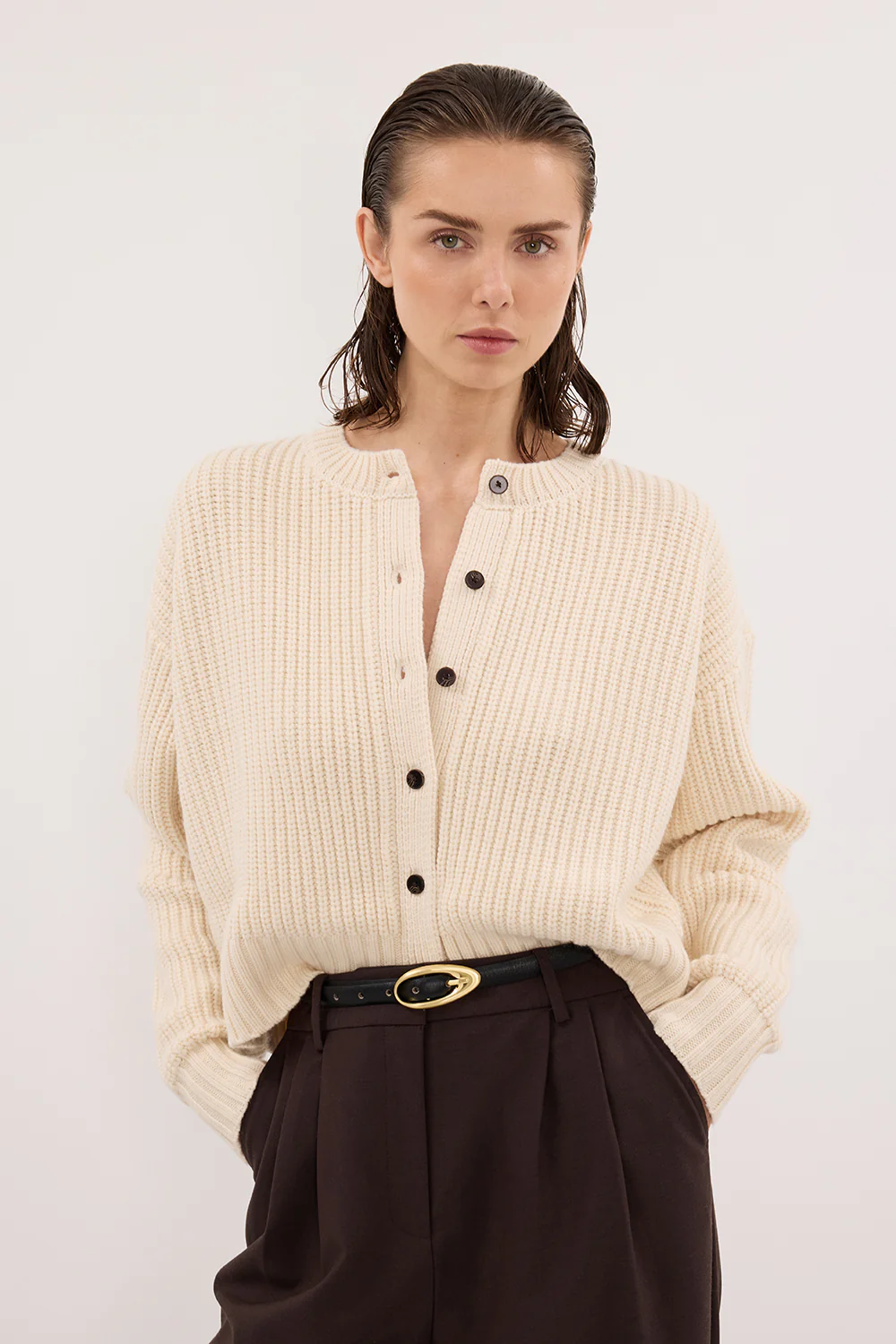 EVALINA SANDSTONE KNIT CARDIGAN - Gamepaces
