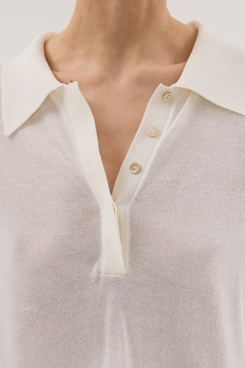 ELI CREAM POLO KNIT TOP - Gamepaces