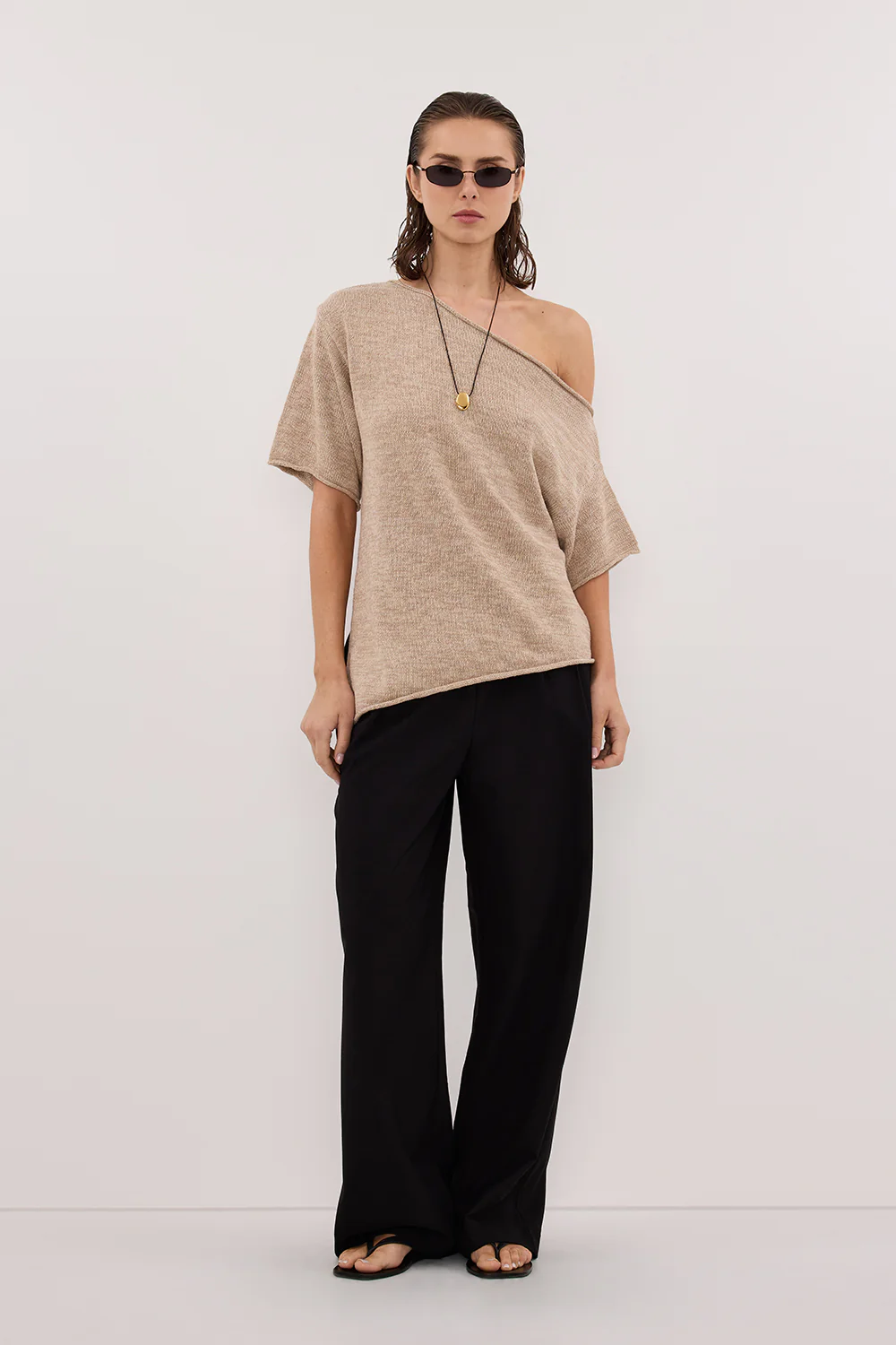RICK NATURAL ASYM KNIT TOP - Gamepaces