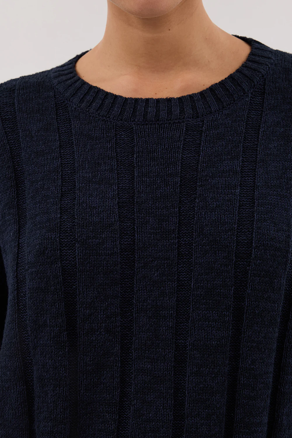 JAZZ INDIGO CREW NECK KNIT TOP - Gamepaces