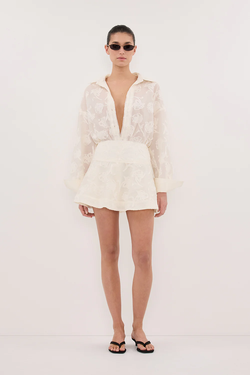 AZALEA OFF WHITE JACQUARD LONG SLEEVE SHIRT - Gamepaces