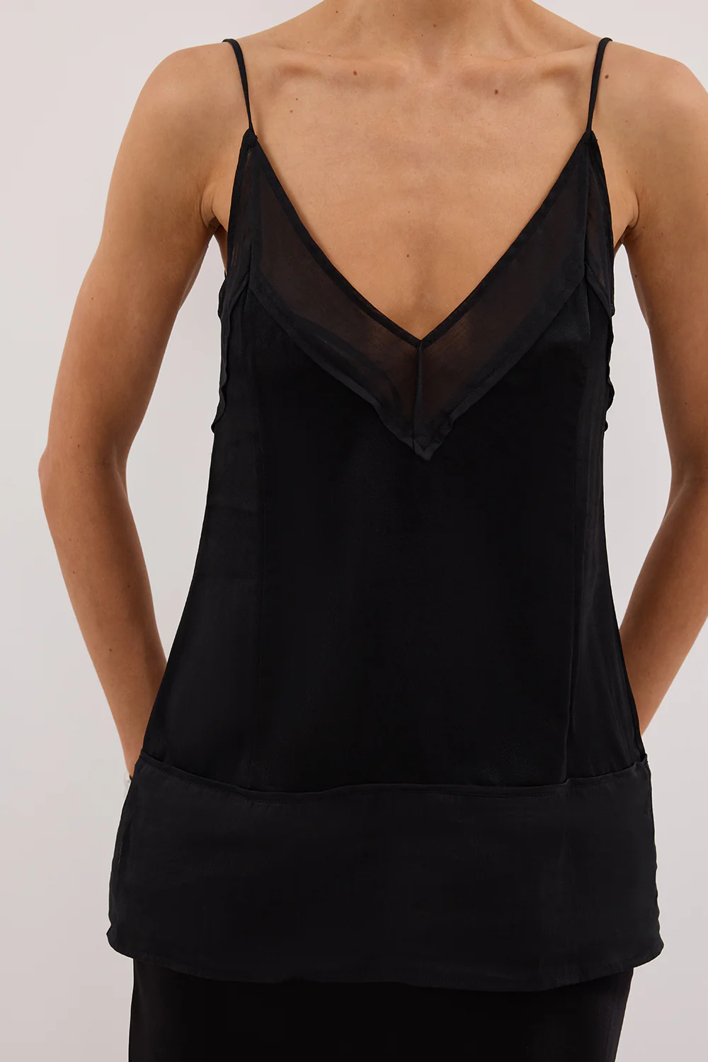 JUDE BLACK SATIN RAMIE CAMI TOP - Gamepaces