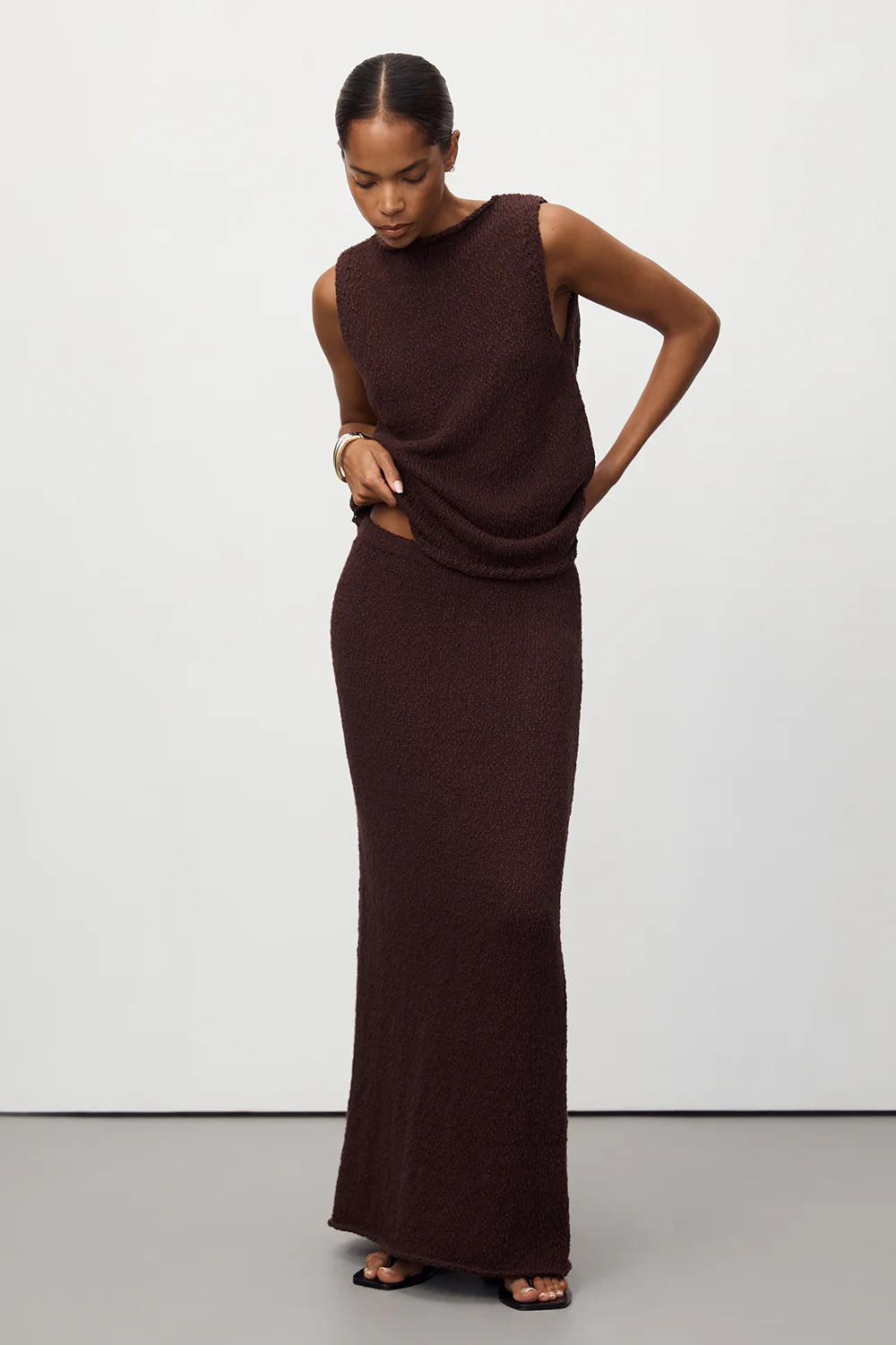 DINA CHOC KNIT MIDI SKIRT - Gamepaces